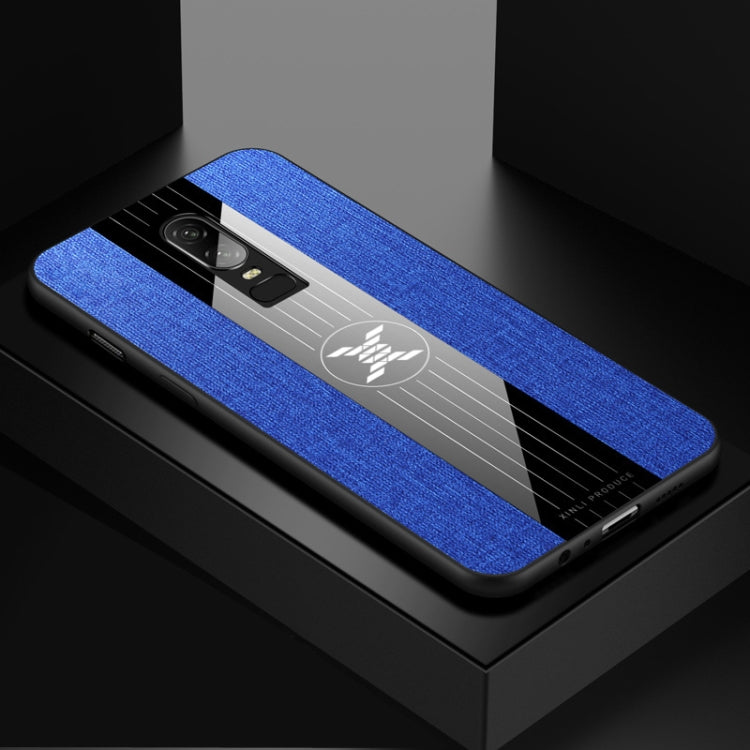 For OnePlus 6 XINLI Stitching Cloth Texture Shockproof TPU Protective Case(Blue)