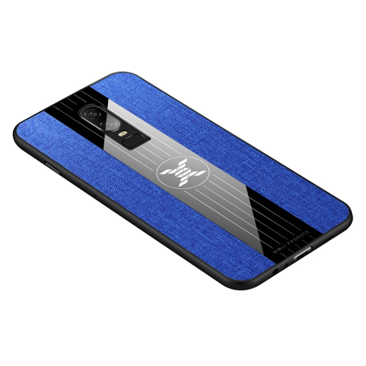 For OnePlus 6 XINLI Stitching Cloth Texture Shockproof TPU Protective Case(Blue)