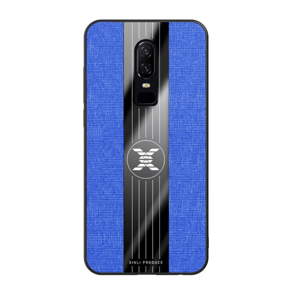 For OnePlus 6 XINLI Stitching Cloth Texture Shockproof TPU Protective Case(Blue)
