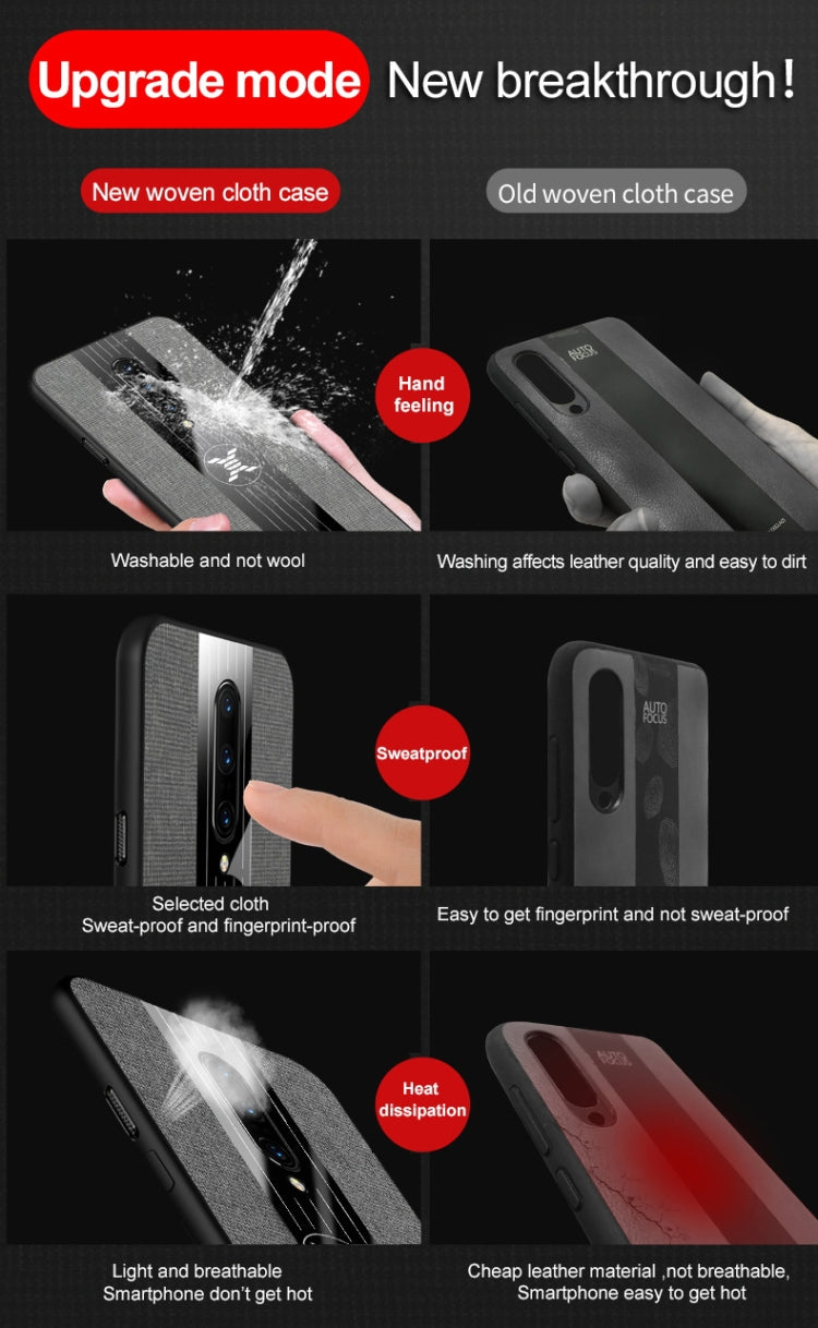 For OnePlus 6 XINLI Stitching Cloth Texture Shockproof TPU Protective Case(Blue)