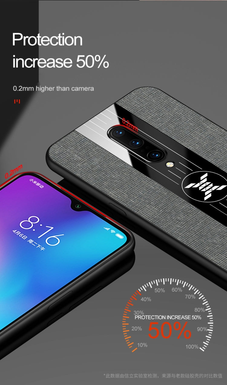 For OnePlus 6 XINLI Stitching Cloth Texture Shockproof TPU Protective Case(Blue)