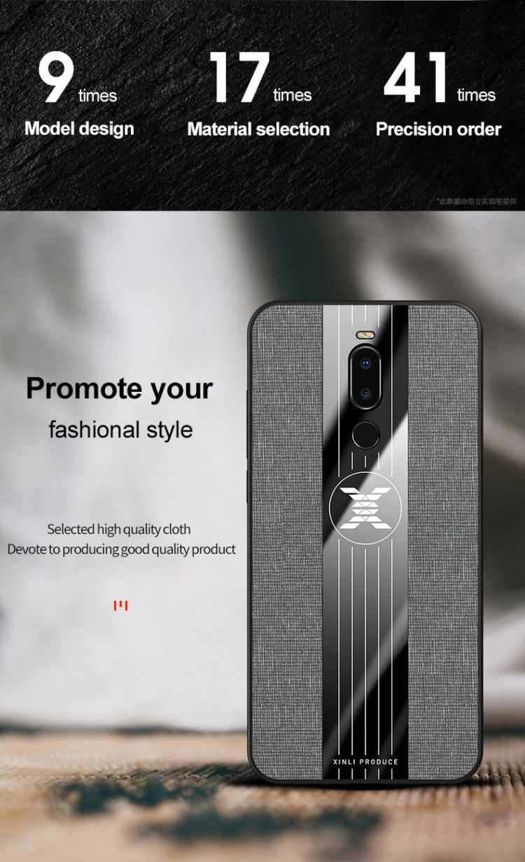 For Meizu Note 8 XINLI Stitching Cloth Texture Shockproof TPU Protective Case(Blue)