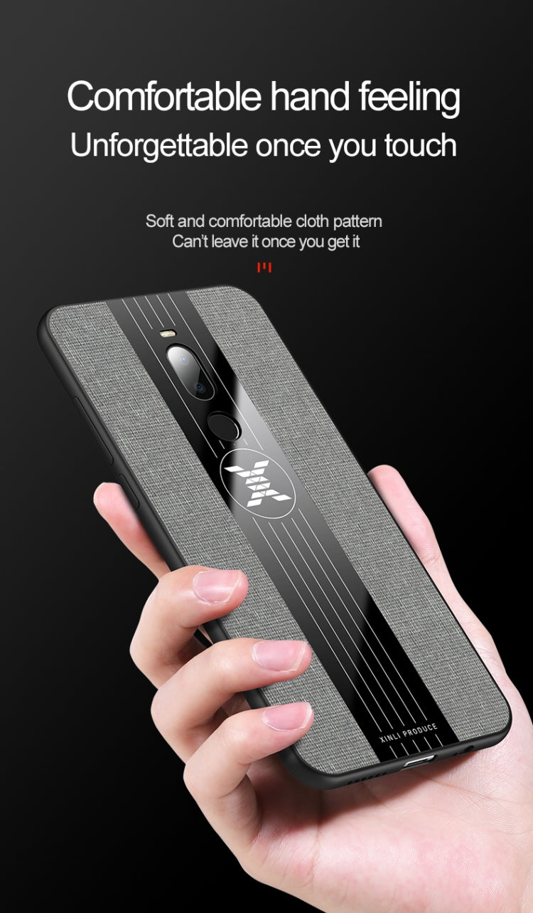 For Meizu Note 8 XINLI Stitching Cloth Texture Shockproof TPU Protective Case(Blue)