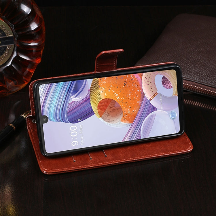 For LG K71 idewei Crazy Horse Texture Horizontal Flip Leather Case with Holder & Card Slots & Wallet(White)