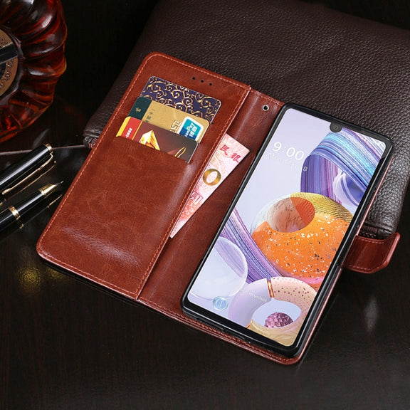 For LG K71 idewei Crazy Horse Texture Horizontal Flip Leather Case with Holder & Card Slots & Wallet(White)