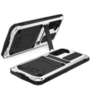 For Samsung Galaxy S21 5G R-JUST Shockproof Water-resistant Dust-proof Metal + Silicone Protective Case with Holder(Silver)