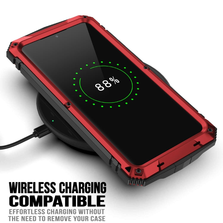 For Samsung Galaxy S21+ 5G R-JUST Shockproof Water-resistant Dust-proof Metal + Silicone Protective Case with Holder(Red)