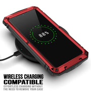 For Samsung Galaxy S21+ 5G R-JUST Shockproof Water-resistant Dust-proof Metal + Silicone Protective Case with Holder(Red)