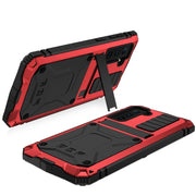 For Samsung Galaxy S21+ 5G R-JUST Shockproof Water-resistant Dust-proof Metal + Silicone Protective Case with Holder(Red)