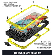 For Samsung Galaxy S21+ 5G R-JUST Shockproof Water-resistant Dust-proof Metal + Silicone Protective Case with Holder(Yellow)