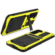 For Samsung Galaxy S21+ 5G R-JUST Shockproof Water-resistant Dust-proof Metal + Silicone Protective Case with Holder(Yellow)