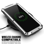 For Samsung Galaxy S21+ 5G R-JUST Shockproof Water-resistant Dust-proof Metal + Silicone Protective Case with Holder(Silver)