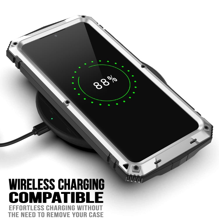 For Samsung Galaxy S21+ 5G R-JUST Shockproof Water-resistant Dust-proof Metal + Silicone Protective Case with Holder(Silver)