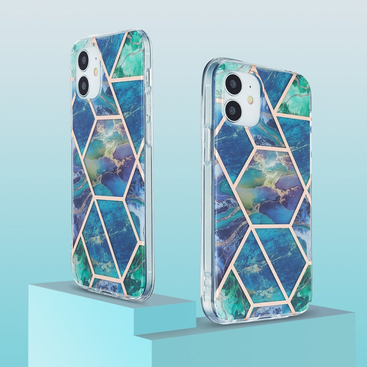 For iPhone 12 Pro Max 3D Electroplating Marble Pattern TPU Protective Case(Dark Green)