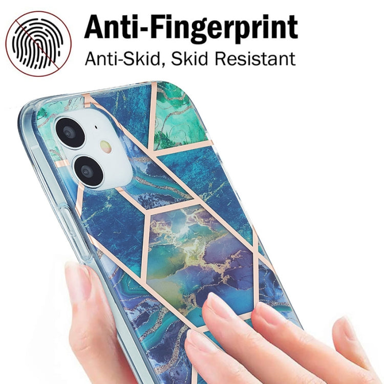 For iPhone 12 Pro Max 3D Electroplating Marble Pattern TPU Protective Case(Dark Green)
