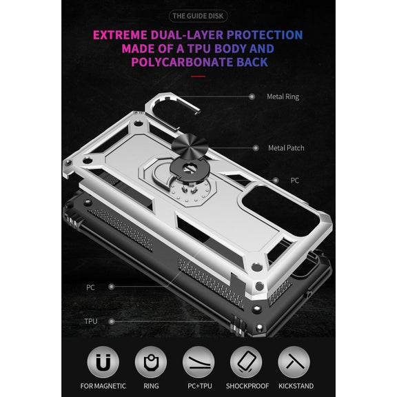 For Huawei P Smart 2021 Shockproof TPU + PC Protective Case with 360 Degree Rotating Holder(Silver)
