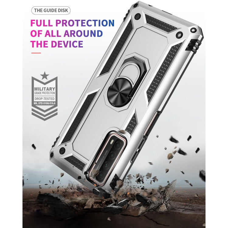 For Huawei P Smart 2021 Shockproof TPU + PC Protective Case with 360 Degree Rotating Holder(Silver)