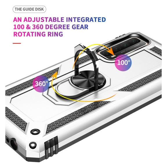 For Huawei P Smart 2021 Shockproof TPU + PC Protective Case with 360 Degree Rotating Holder(Silver)