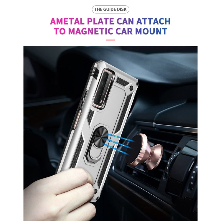 For Huawei P Smart 2021 Shockproof TPU + PC Protective Case with 360 Degree Rotating Holder(Silver)