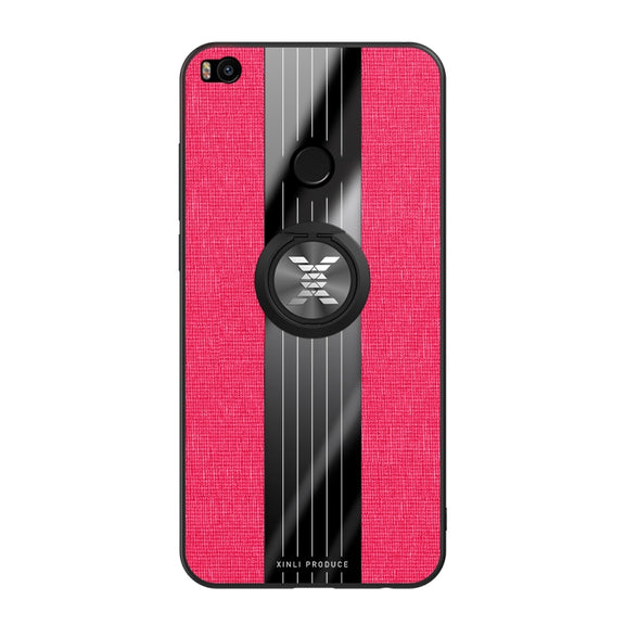 For Xiaomi Mi Max 2 XINLI Stitching Cloth Texture Shockproof TPU Protective Case with Ring Holder(Red)