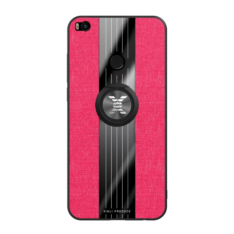 For Xiaomi Mi Max 2 XINLI Stitching Cloth Texture Shockproof TPU Protective Case with Ring Holder(Red)