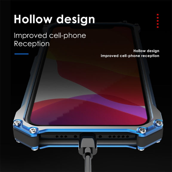 For iPhone 11 Pro R-JUST Shockproof Dustproof Armor Metal Protective Case(Blue)