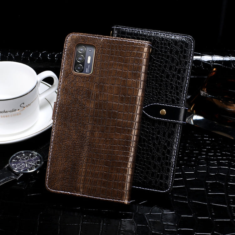 For HTC Desire 21+ idewei Crocodile Texture Horizontal Flip Leather Case with Holder & Card Slots & Wallet(Black)