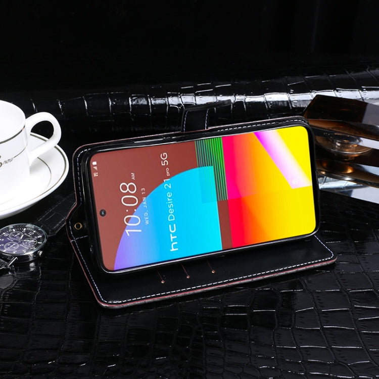 For HTC Desire 21+ idewei Crocodile Texture Horizontal Flip Leather Case with Holder & Card Slots & Wallet(Black)