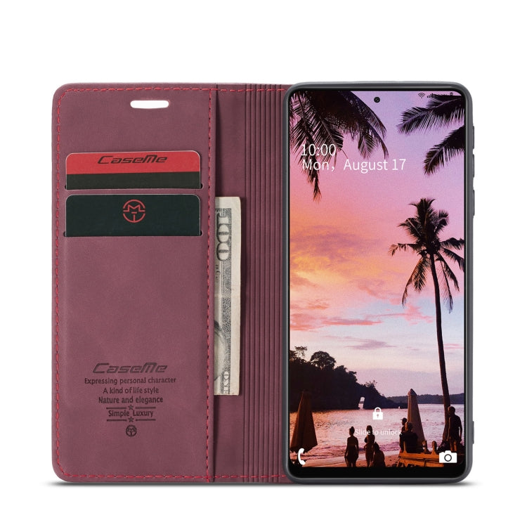For Samsung Galaxy A72 5G / 4G CaseMe 013 Multifunctional Horizontal Flip Leather Case with Holder & Card Slot & Wallet(Wine Red)