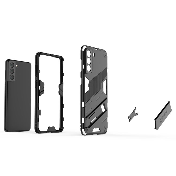 For Samsung Galaxy S21 5G Punk Armor 2 in 1 PC + TPU Shockproof Case with Invisible Holder(Black)