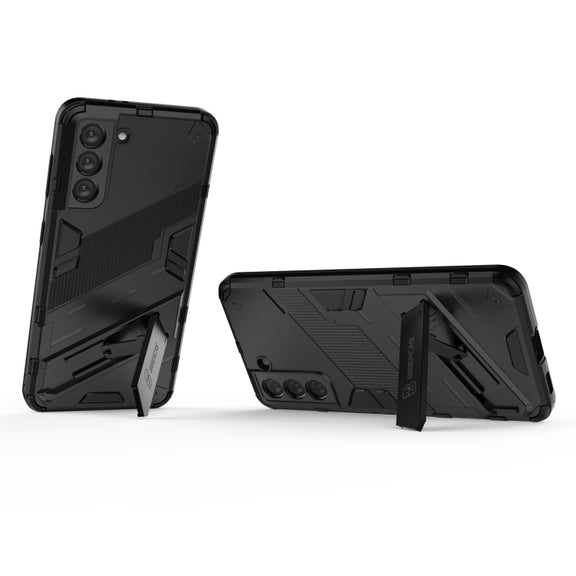 For Samsung Galaxy S21 5G Punk Armor 2 in 1 PC + TPU Shockproof Case with Invisible Holder(Black)