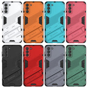 For Samsung Galaxy S21 5G Punk Armor 2 in 1 PC + TPU Shockproof Case with Invisible Holder(Black)