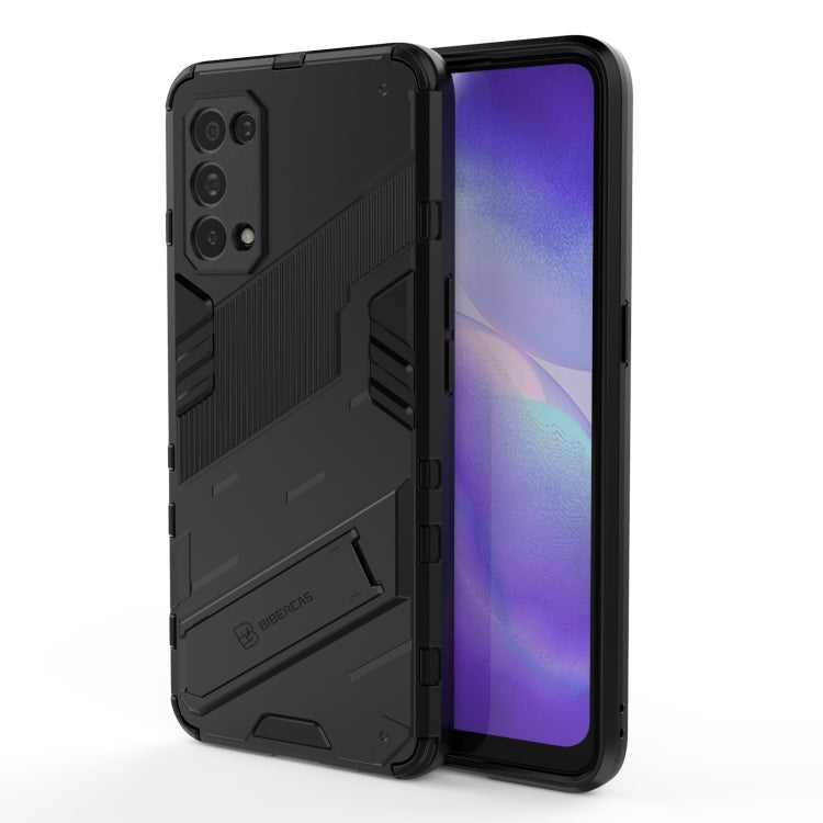 For OPPO Reno5 5G Punk Armor 2 in 1 PC + TPU Shockproof Case with Invisible Holder(Black)