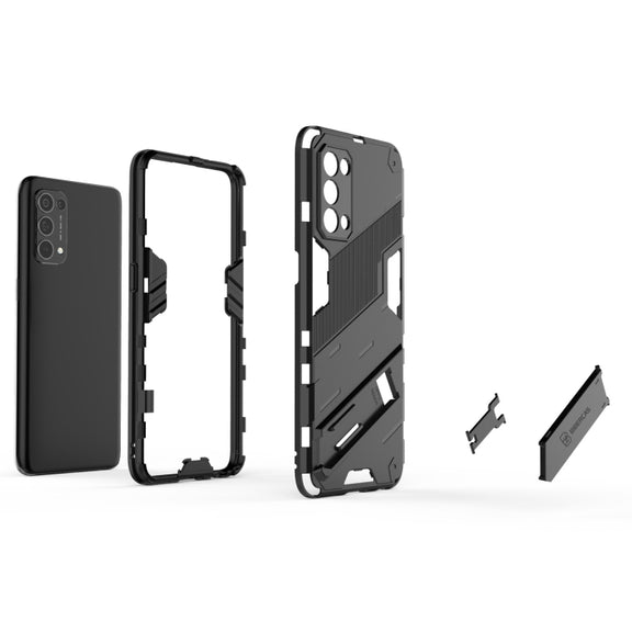 For OPPO Reno5 5G Punk Armor 2 in 1 PC + TPU Shockproof Case with Invisible Holder(Black)