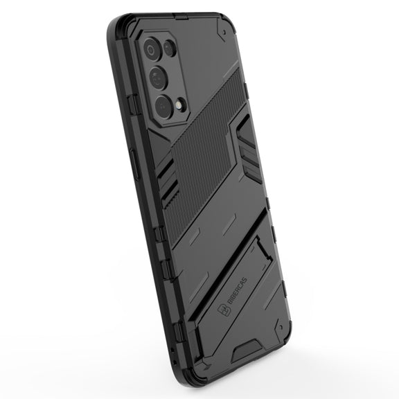 For OPPO Reno5 5G Punk Armor 2 in 1 PC + TPU Shockproof Case with Invisible Holder(Black)