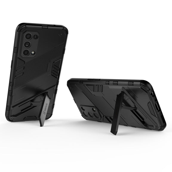 For OPPO Reno5 5G Punk Armor 2 in 1 PC + TPU Shockproof Case with Invisible Holder(Black)