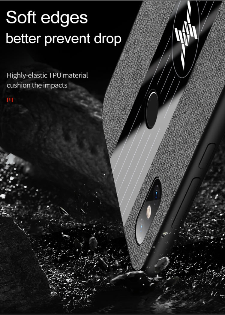 For Xiaomi Mi 8 Lite XINLI Stitching Cloth Texture Shockproof TPU Protective Case(Black)