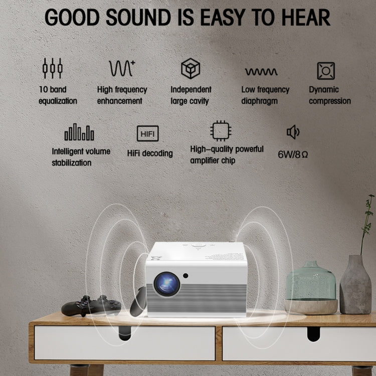 T10 1920x1080P 3600 Lumens Portable Home Theater LED HD Digital Projector, Android Version(White)