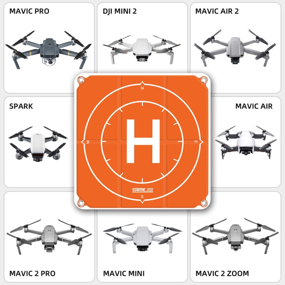 STARTRC 1109143 50cm Portable Drone Universal Foldable Square Parking Apron Landing Pad for DJI FPV / mini 2 / Mavic Air 2 / Air 2S(Orange+Blue)