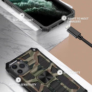 For iPhone 11 Pro Max Camouflage Armor Shockproof TPU + PC Magnetic Protective Case with Holder (Army Green)
