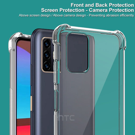 For HTC Desire 21 Pro 5G IMAK All Coverage Shockproof Airbag TPU Case(Transparent Black)