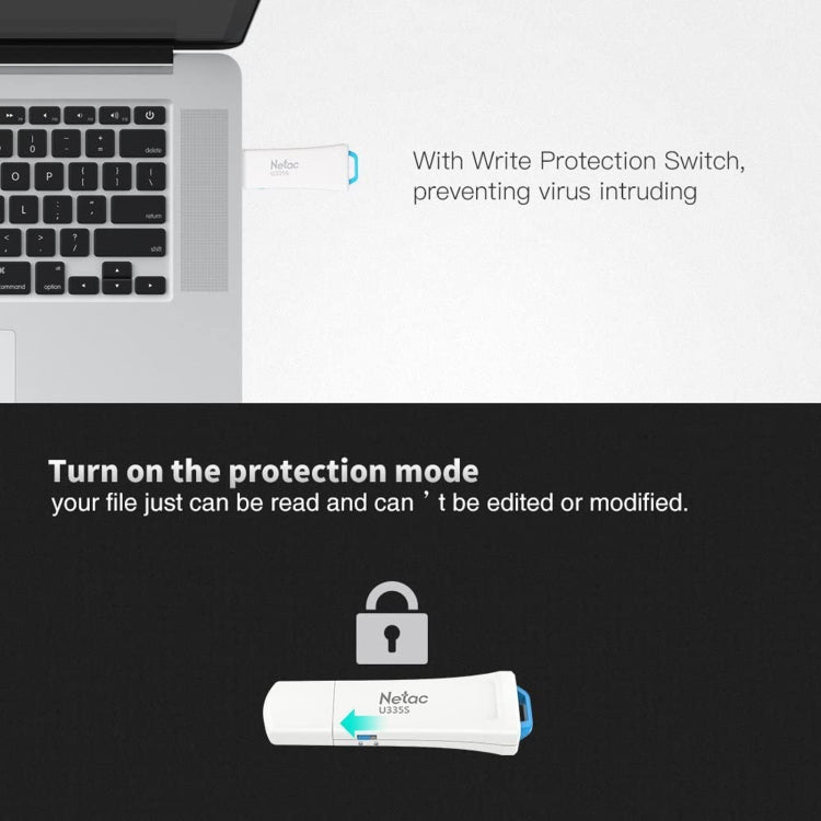Netac U335S USB 3.0 High Speed Antivirus Write Protection USB Flash Drives U Disk, Capacity:128GB