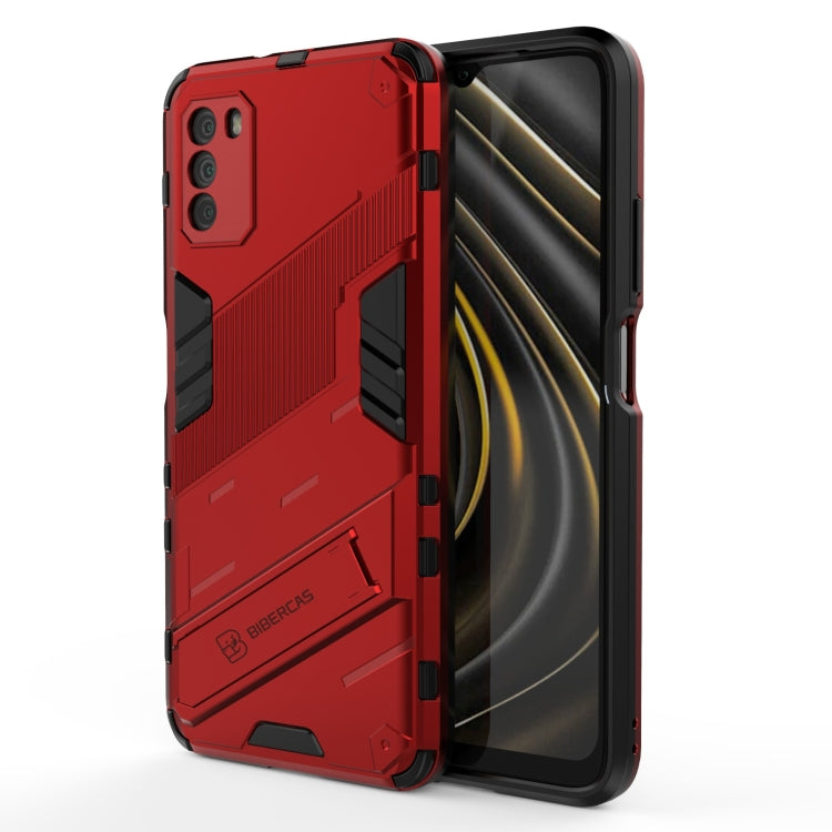 For Xiaomi Poco M3 Punk Armor 2 in 1 PC + TPU Shockproof Case with Invisible Holder(Red)