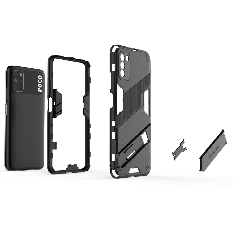 For Xiaomi Poco M3 Punk Armor 2 in 1 PC + TPU Shockproof Case with Invisible Holder(Red)