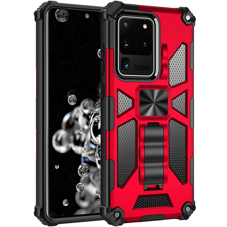 For Samsung Galaxy S20 Ultra Shockproof TPU + PC Magnetic Protective Case with Holder(Red)