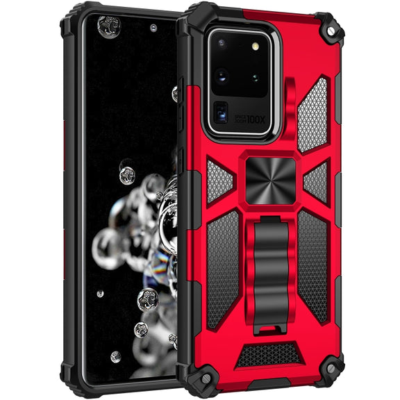 For Samsung Galaxy S20 Ultra Shockproof TPU + PC Magnetic Protective Case with Holder(Red)