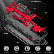 For Samsung Galaxy S20 Ultra Shockproof TPU + PC Magnetic Protective Case with Holder(Red)