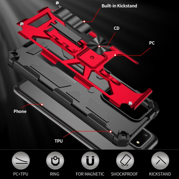 For Samsung Galaxy S20 Ultra Shockproof TPU + PC Magnetic Protective Case with Holder(Red)