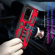 For Samsung Galaxy S20 Ultra Shockproof TPU + PC Magnetic Protective Case with Holder(Red)