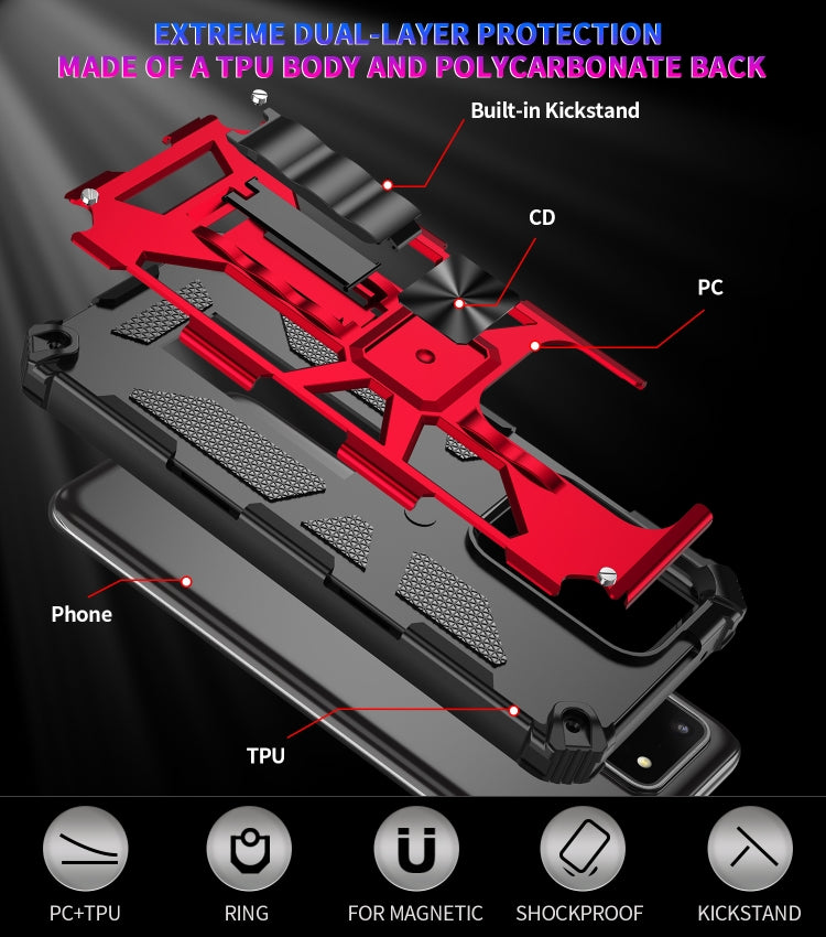 For Samsung Galaxy S20 Ultra Shockproof TPU + PC Magnetic Protective Case with Holder(Red)
